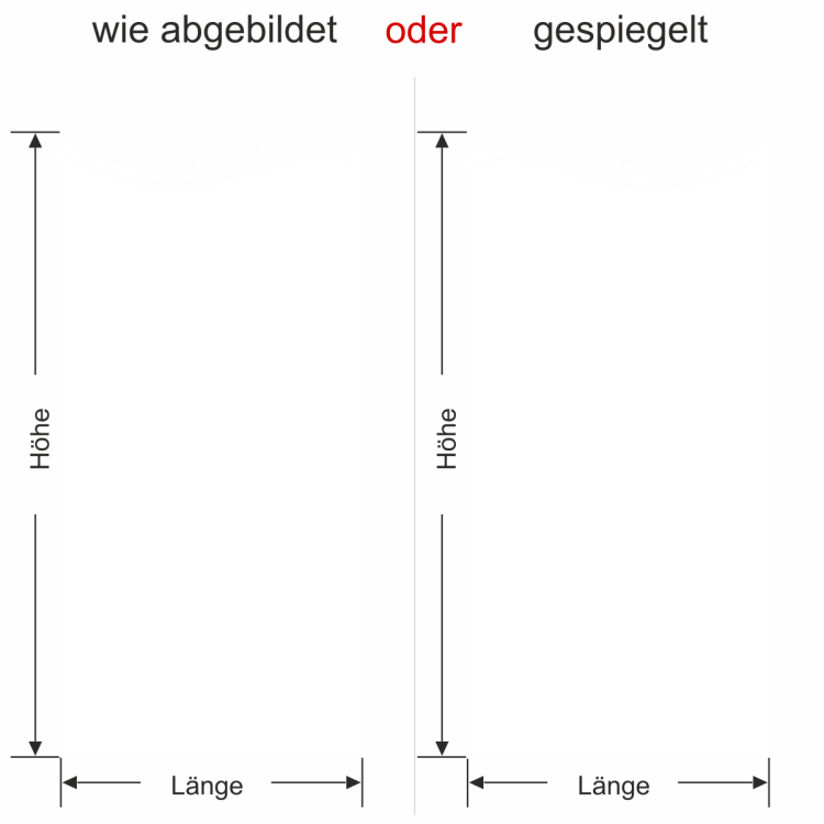 Blickdichte Folie für Glas mit Welle und Kreisen - Ansicht Ausrichtung mit Farbauswahl