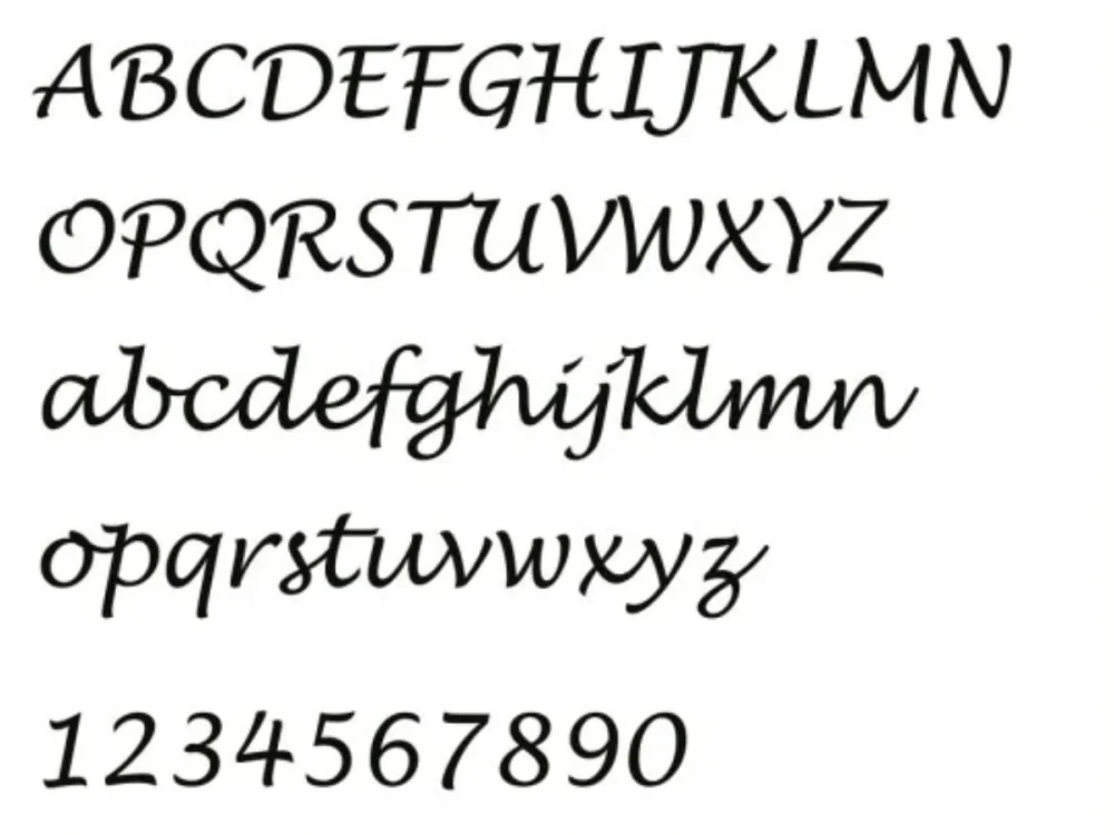 Glasfolie Fußpflege - Ansicht Alphabet 1.Zeile