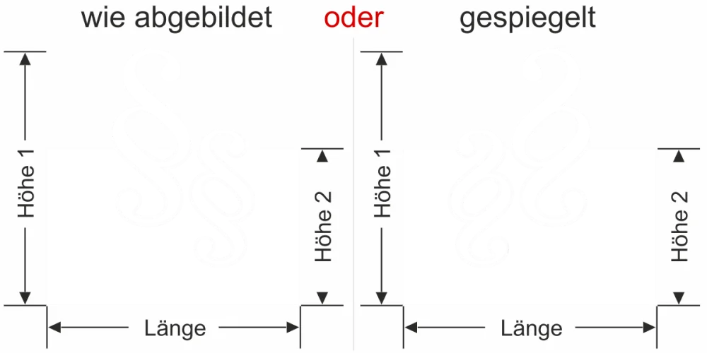 Glasfolie für Kanzlei - Ansicht Ausrichtung mit Farbauswahl und Vorschlag 1