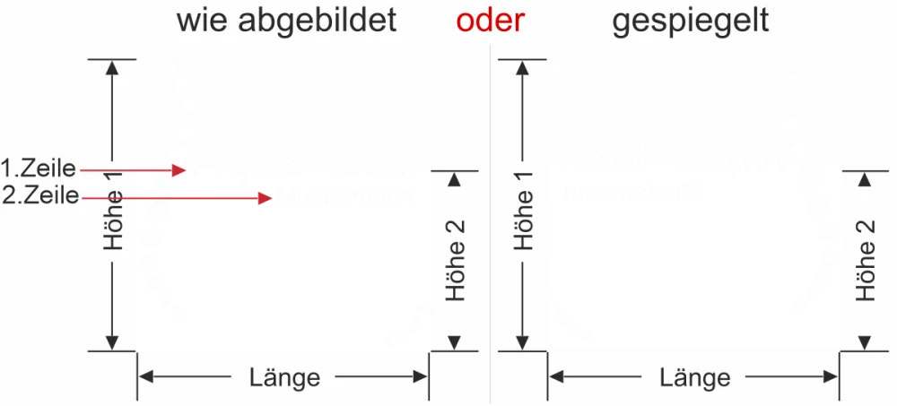 Glasfolie Sichtschutz Praxis - Ansicht Ausrichtung mit Farbauswahl Vorschlag 1