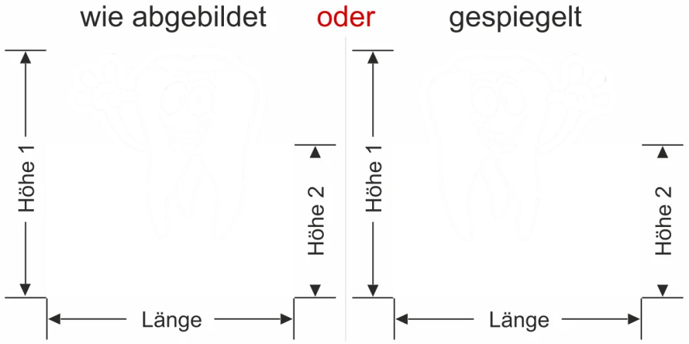Glasfolie Zahnarztpraxis - Ansicht Ausrichtung mit Farbauswahl Vorschlag 1