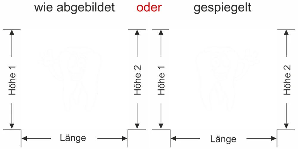 Glasfolie Zahnarztpraxis - Ansicht Ausrichtung mit Farbauswahl Vorschlag 2