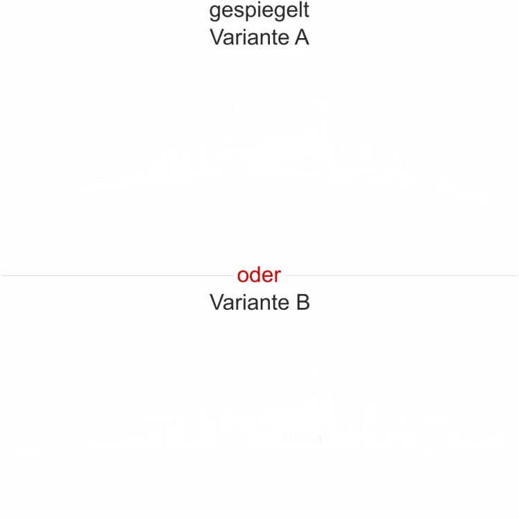 Aufkleber für Glas München - Ansicht Ausrichtung und Farbauswahl Aufkleber für Glas München - Ansicht Ausrichtung und Farbauswahl