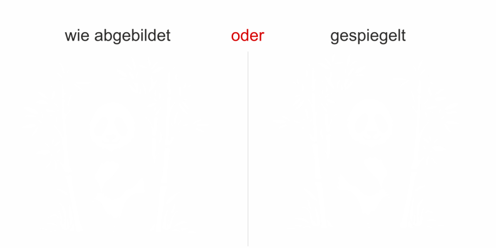 Glastattoo Bambus mit Pandabär - Ansicht Ausrichtung und Farbauswahl