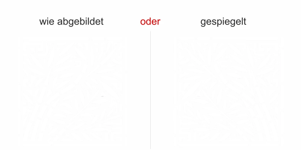 Glastattoo Bambus Quadrat - Ansicht Ausrichtung und Farbauswahl