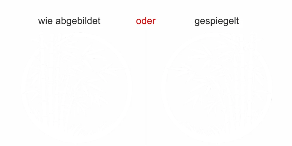 Glastattoo Bambusstrauch im Kreis - Ansicht Ausrichtung und Farbauswahl