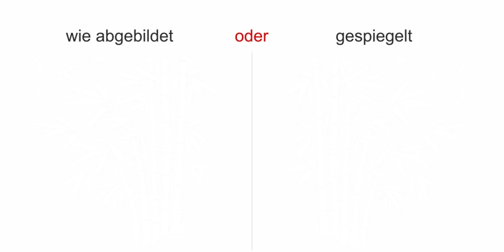 Glastattoo Bambusstrauch und Vögel - Ansicht Ausrichtung und Farbauswahl