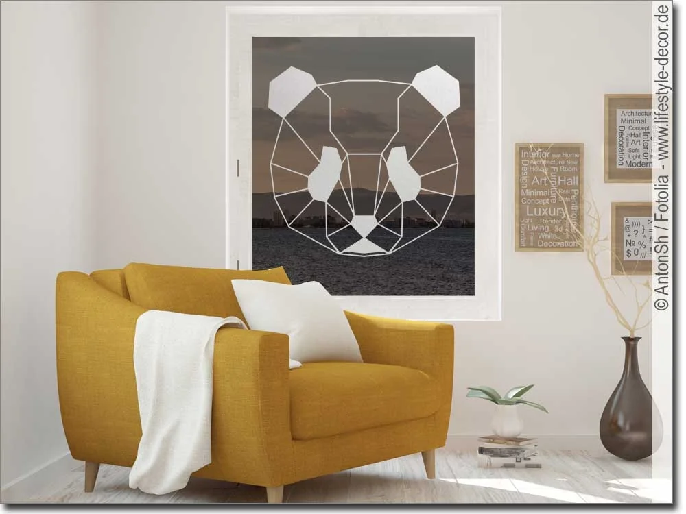 Selbstklebende Folie in Milchglasoptik mit geometrischem Panda