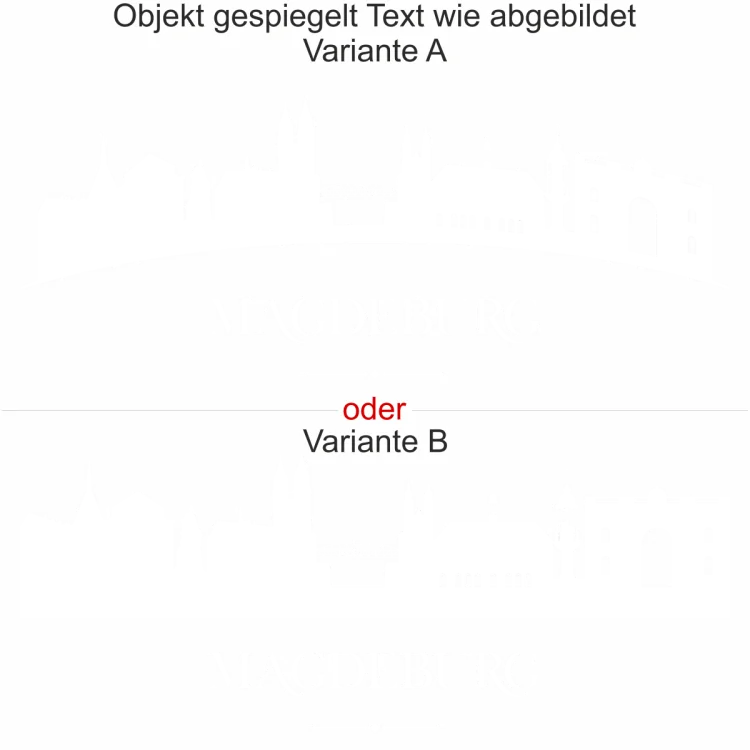 Aufkleber für Glas mit der Sykline von Magdeburg - Ansicht Ausrichtung mit Farbauswahl und Variante Aufkleber für Glas mit der Sykline von Magdeburg - Ansicht Ausrichtung mit Farbauswahl und Variante
