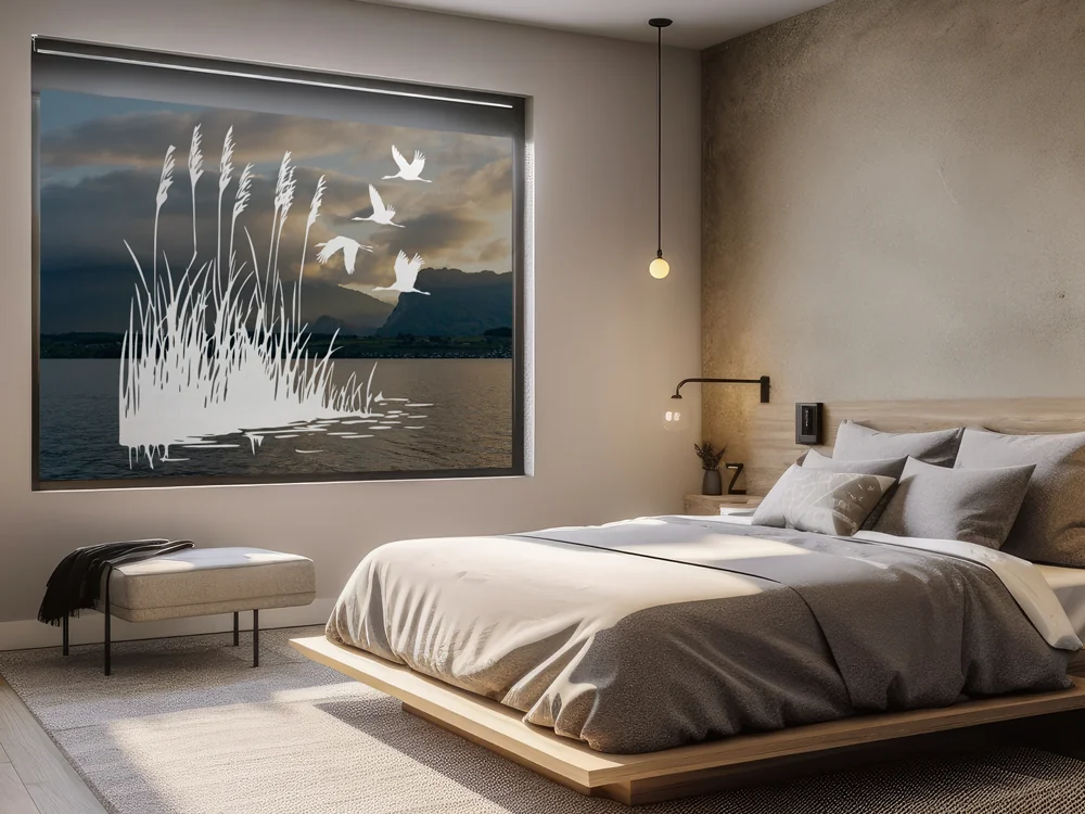 Glastattoo Ufergräser und Störche