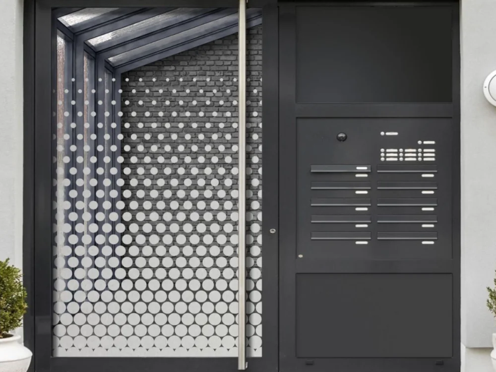 Glastür Milchgalsfolie Kreisverlauf