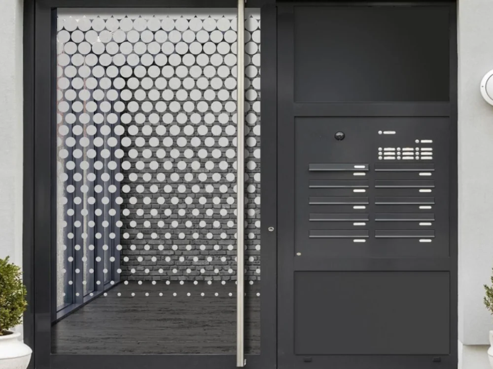 Glastür Milchgalsfolie Kreisverlauf