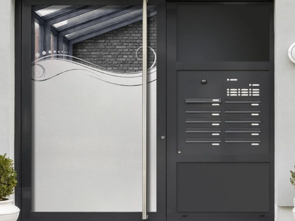 Glastür Milchgalsfolie Ornament Wellen