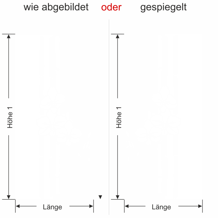 Glastür Milchglasfolie Bambus mit Orchidee - Ansicht Ausrichtung mit Farbauswahl