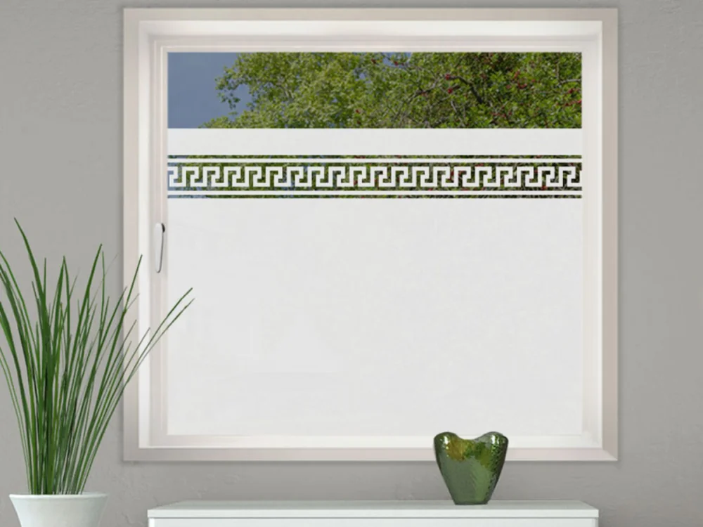 Glastür Milchglasfolie Bordüre Griechenland auf Fenster