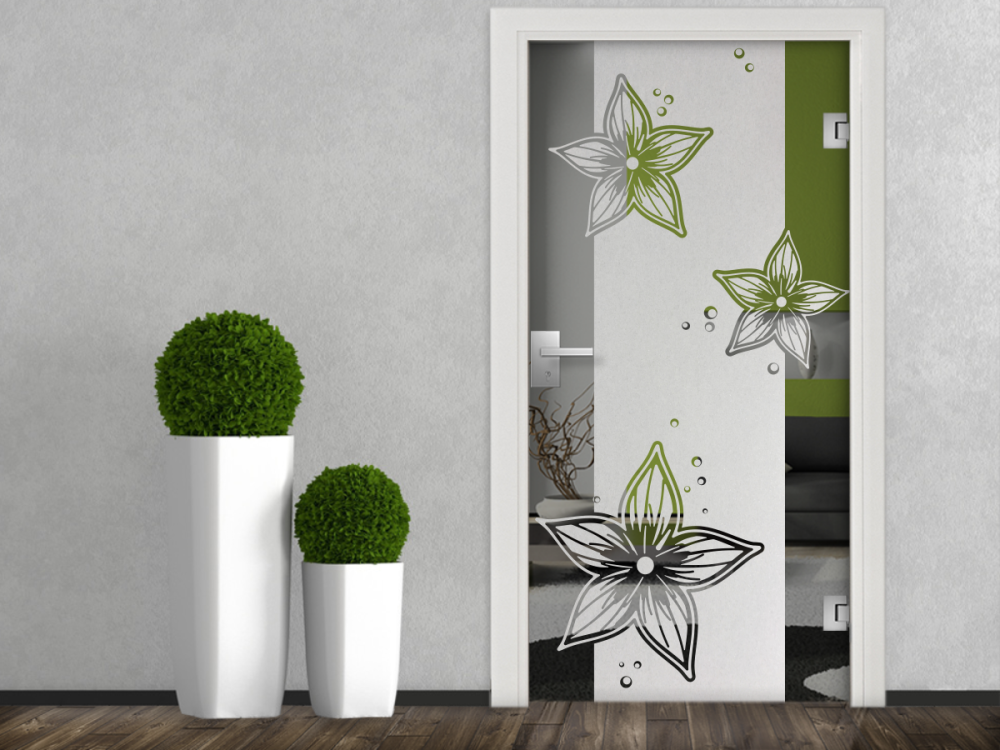 Glastür Milchglasfolie Fleurs