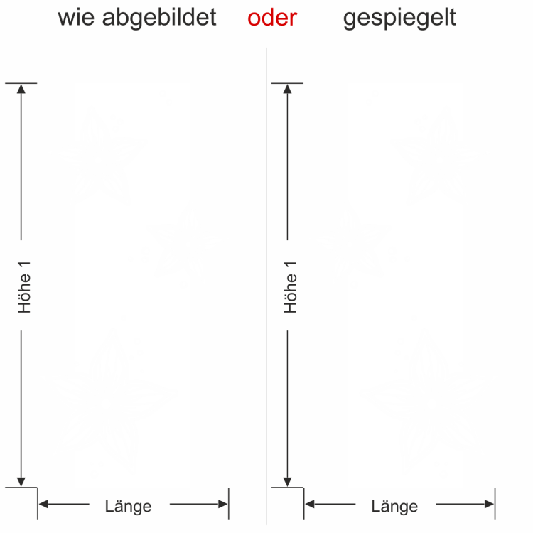 Glastür Milchglasfolie Fleurs - Ansicht Ausrichtung und Farbauswahl