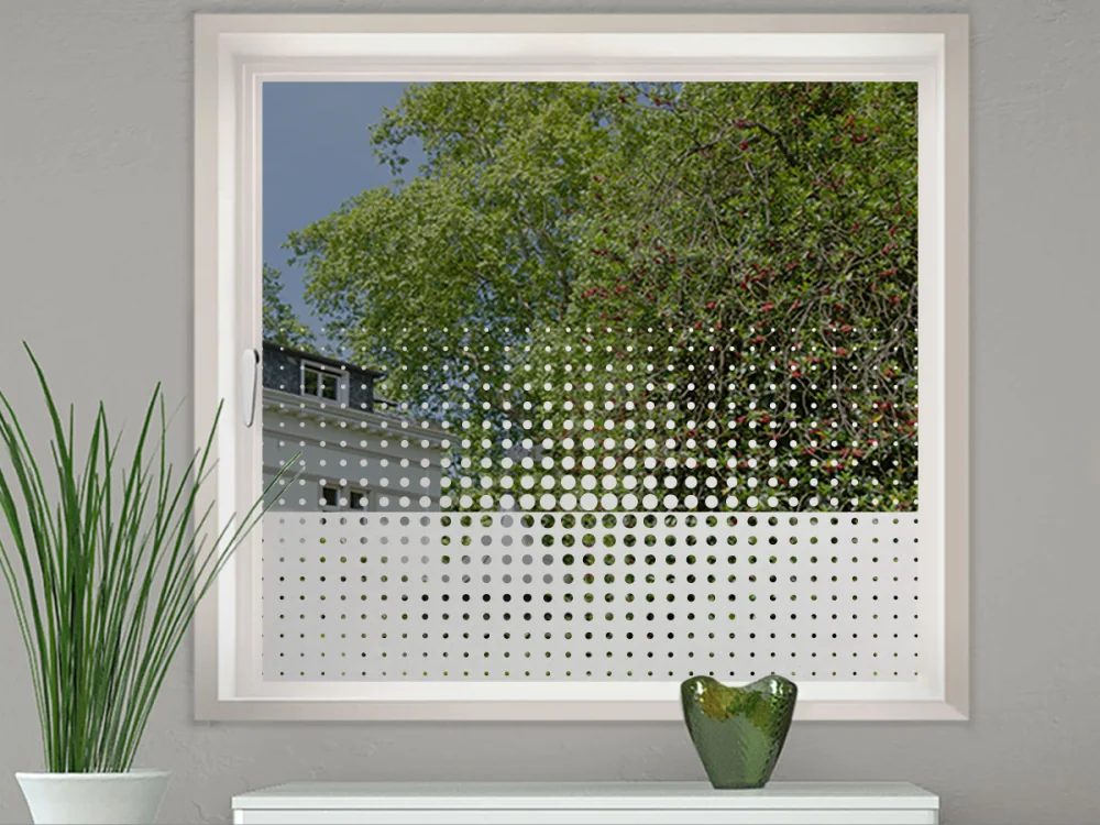 Glastür Milchglasfolie Form aus Kreisen auf Fenster