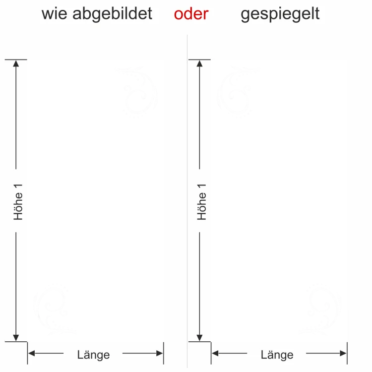 Glastür Milchglasfolie für Fenster Klassisch - Ansicht Ausrichtung und Farbauswahl