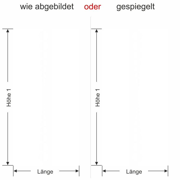 Glastür Milchglasfolie Kreisdesign - Ansicht Ausrichtung und Farbauswahl