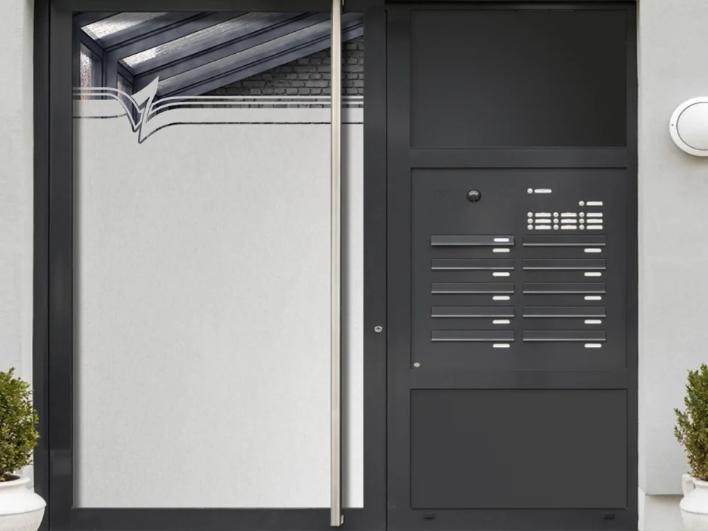 Glastür Milchglasfolie Modern Art auf Haustür