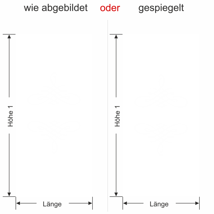 Glastür Milchglasfolie Noblesse - Ansicht Ausrichtung mit Farbauswahl