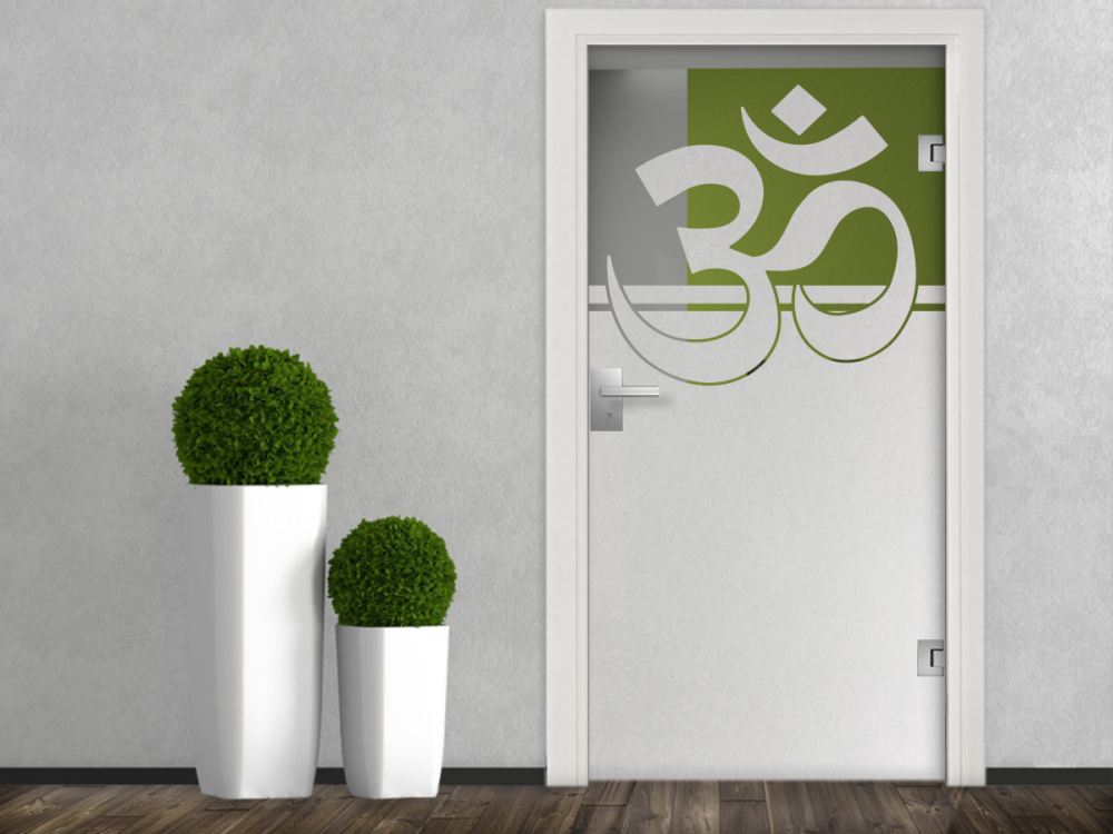 Glastür Milchglasfolie Om