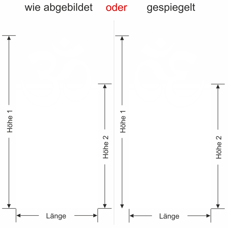 Glastür Milchglasfolie Om - Ansicht Ausrichtung mit Farbauswahl und Vorschlag 1