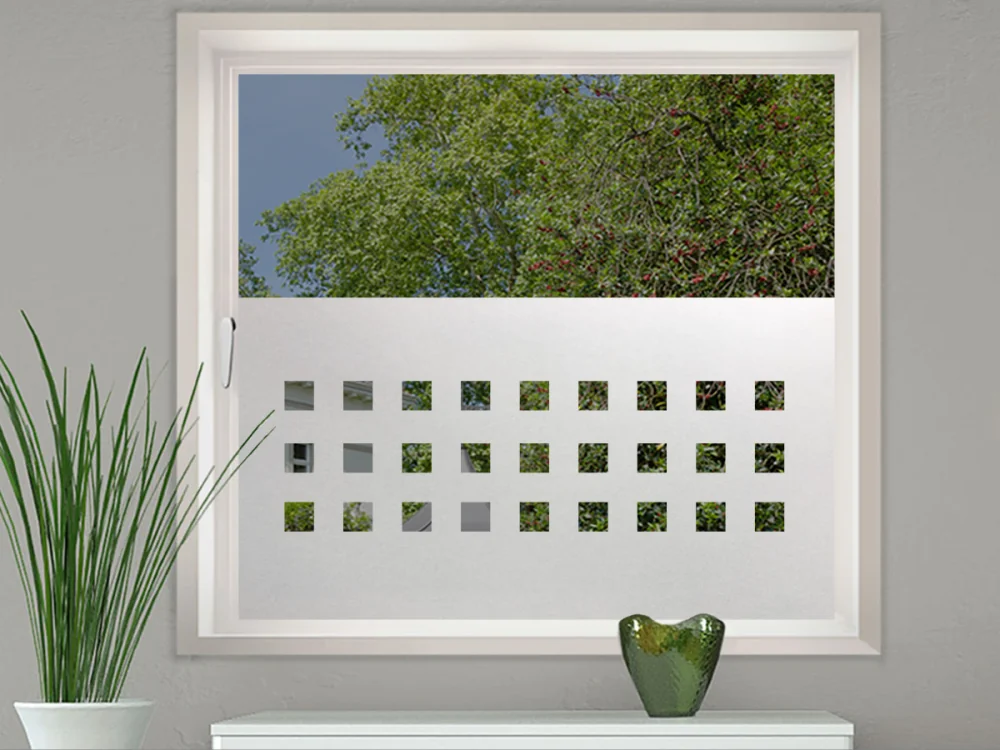 Glastür Milchglasfolie Quadrate