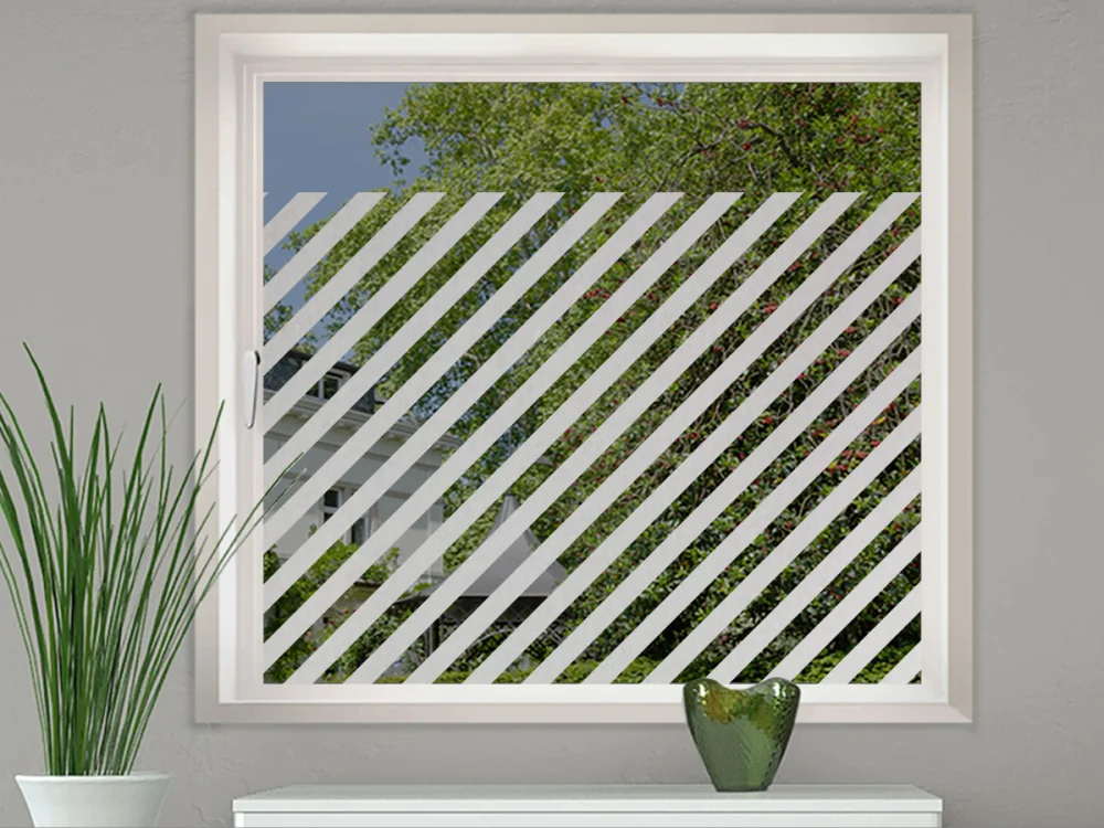 Glastür Milchglasfolie Schrägstreifen 3/3 auf Fenster