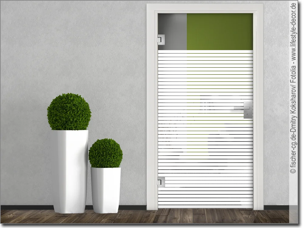 Glastür Milchglasfolie Streifen 3/0,5 cm