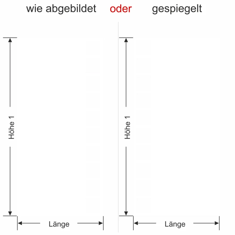 Glastür Milchglasfolie Vierecke - Ansicht Ausrichtung mit Farbauswahl
