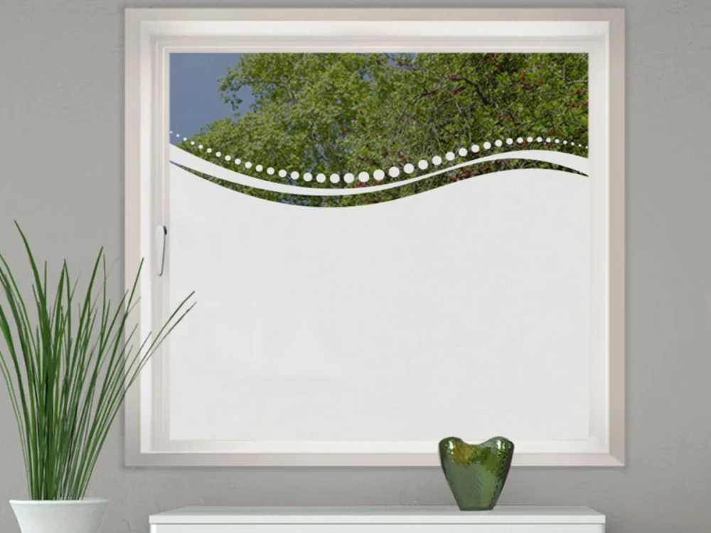 Glastür Milchglasfolie Welle mit Kreisen auf Fenster