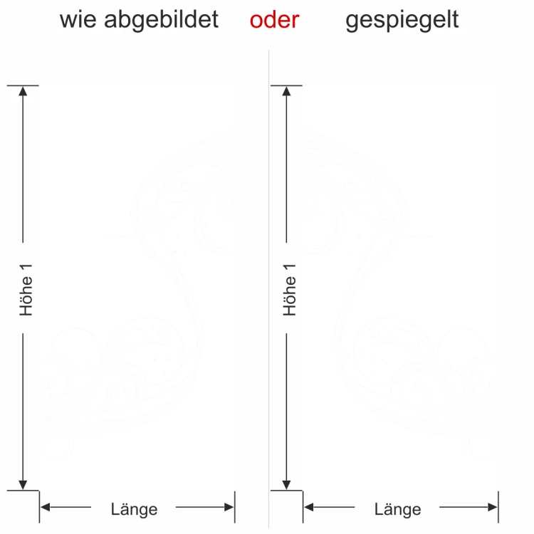 Glastür Milchglasfolie Wellenornament - Ansicht Ausrichtung und Farbauswahl