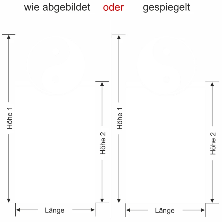 Glastür Milchglasfolie Yin & Yang - Ansicht Ausrichtung mit Farbauswahl Vorschlag 1