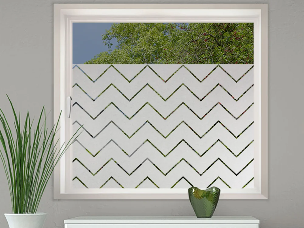 Glastür Milchglasfolie Zickzackmuster 10/1 auf Fenster