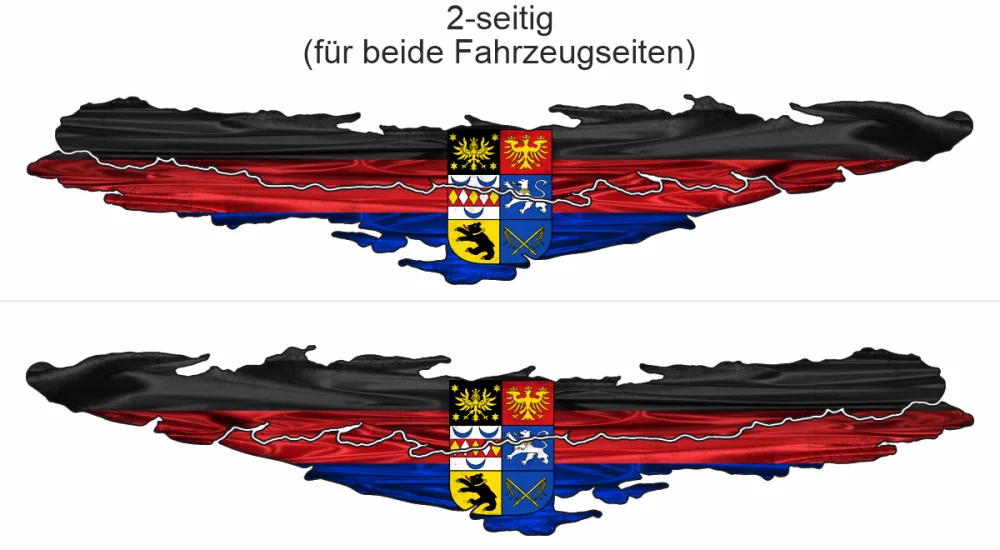 Autoaufkleber mit der Flagge von Ostfriesland - Ansicht zweiseitig für beide Fahrzeugseiten