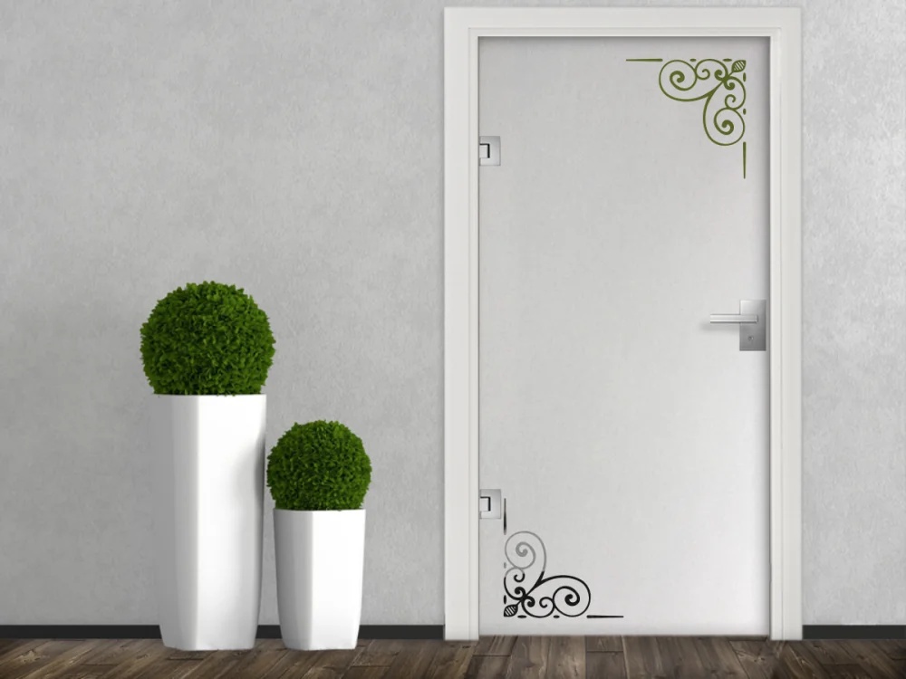 Glastür Milchglasfolie Dekorecken