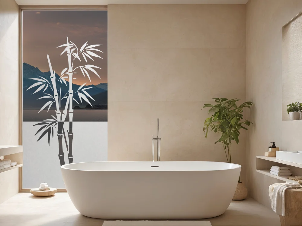 Milchglas Sichtschutzfolie Bambuspflanze