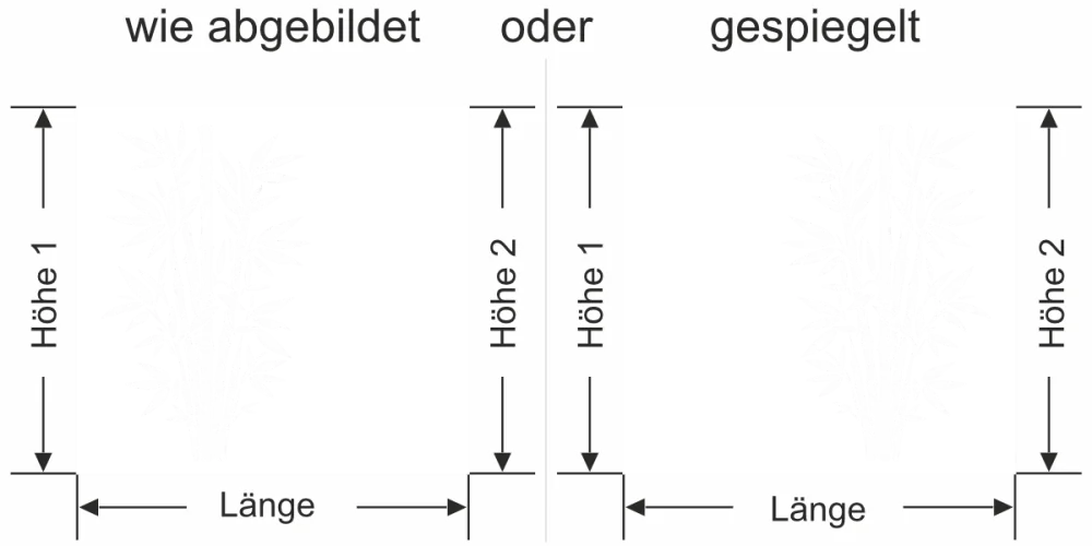 Milchglasfolie Asiatischer Bambus - Ansicht Ausrichtung mit Farbauswahl und Anleitung zur Größenberechnung - Vorschlag 2