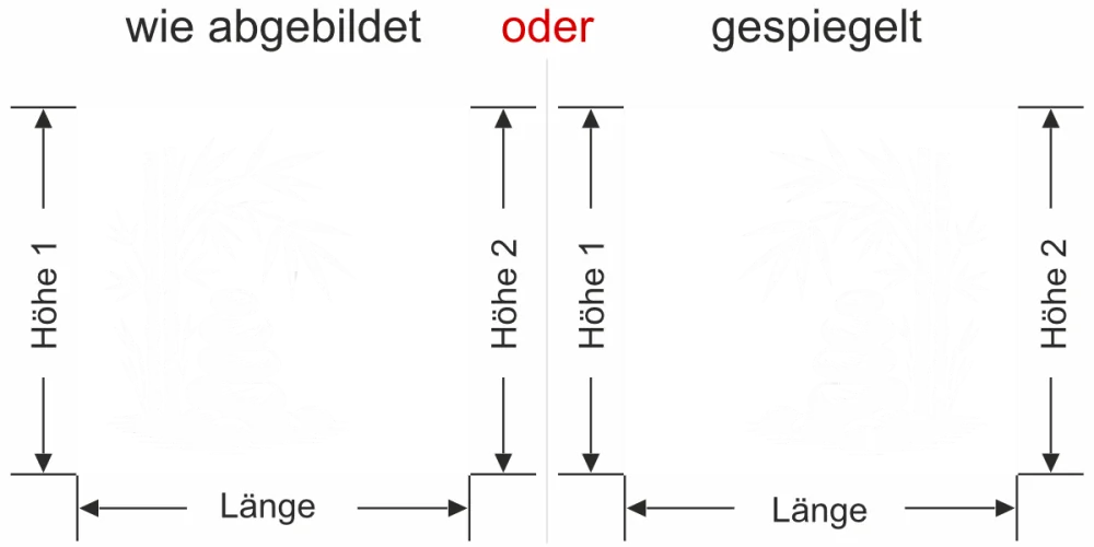 Milchglasfolie Bambusstängel mit Zen Steinen Ansicht Ausrichtung mit Farbauswahl und Anleitung zur Größenberechnung - Vorschlag 2