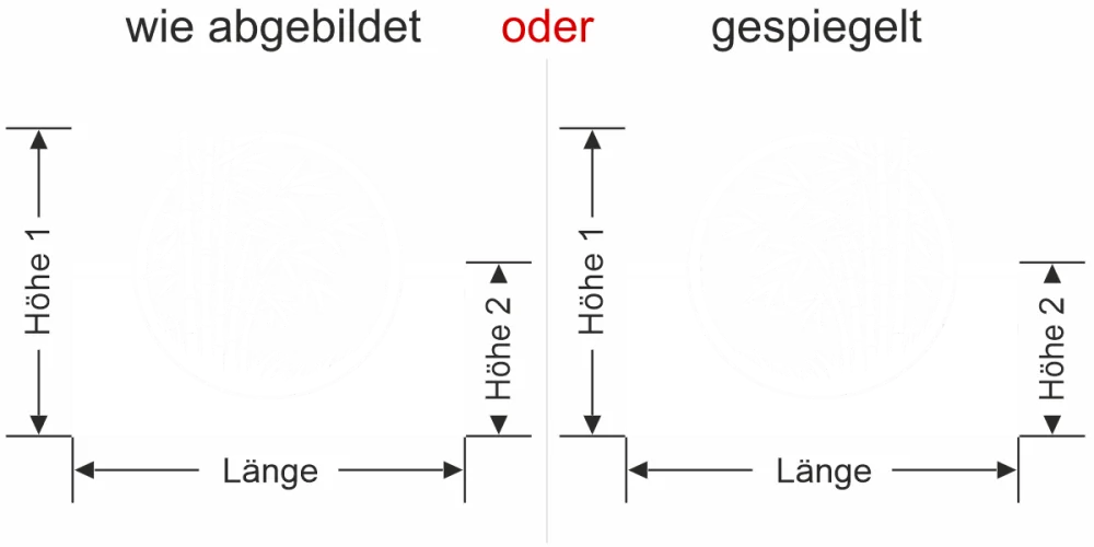 Milchglasfolie Bambusstrauch im Kreis - Ansicht Ausrichtung mit Farbauswahl und Anleitung zur Größenberechnung - Vorschlag 1