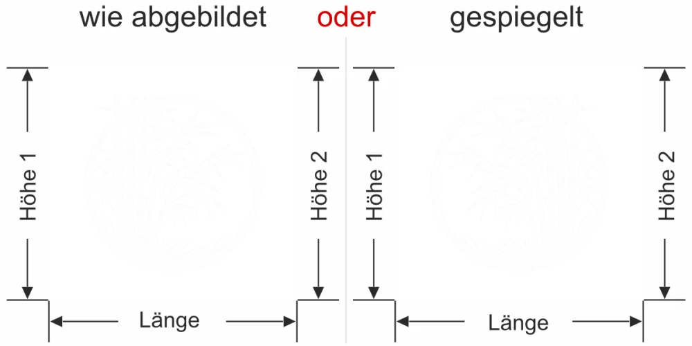 Milchglasfolie Bambusstrauch im Kreis - Ansicht Ausrichtung mit Farbauswahl und Anleitung zur Größenberechnung - Vorschlag 2