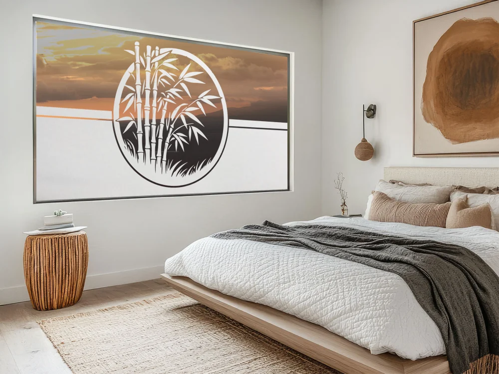 Milchglasfolie Bambusstrauch im Kreis