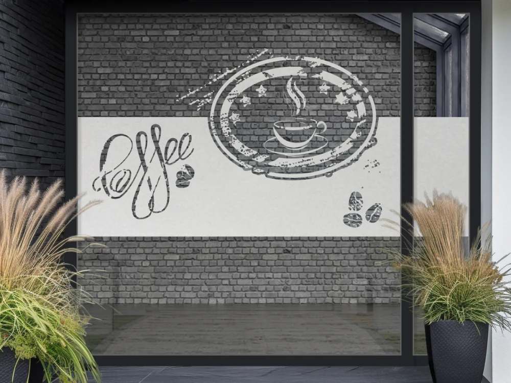 Milchglasfolie Coffee auf Eingangstür
