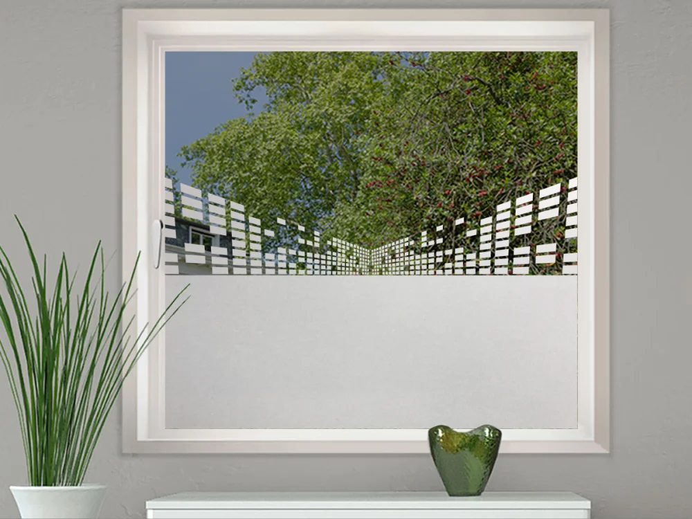 Milchglasfolie Gewerbe Fluchtperspektive auf Fenster
