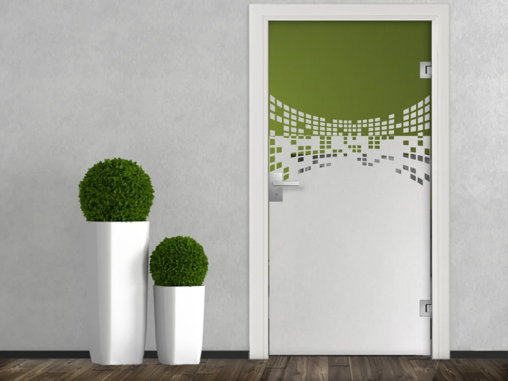 Milchglasfolie Gewerbe Modernes Design aus Quadraten auf Glastür