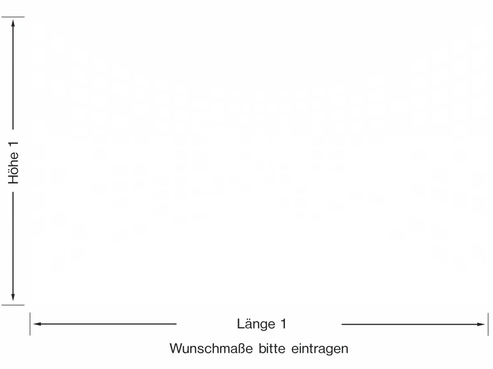 Milchglasfolie Gewerbe Modernes Design aus Quadraten - Ansicht Ausrichtung mit Farbauswahl