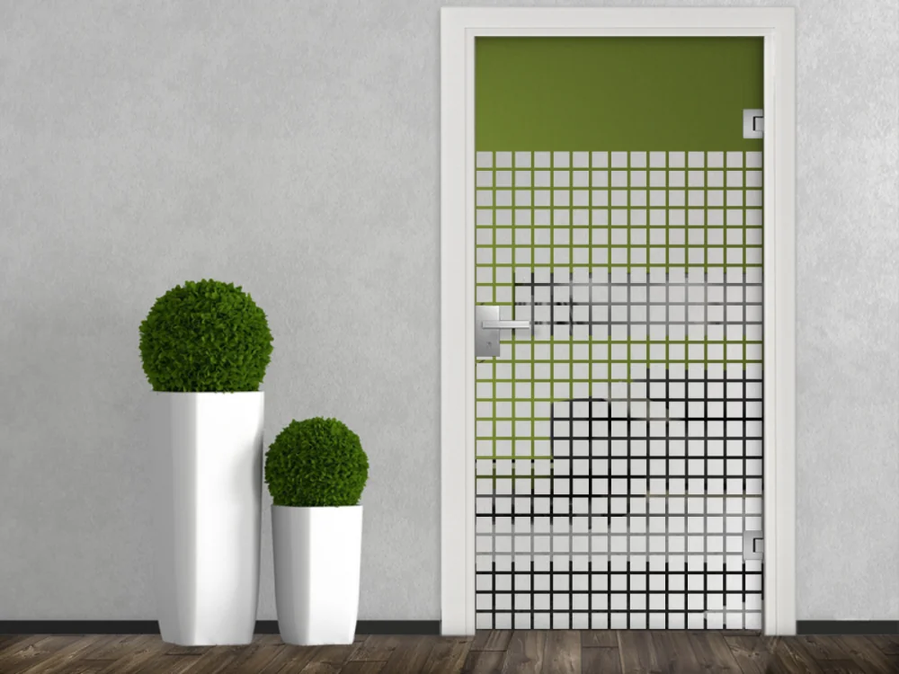 Milchglasfolie Gewerbe Rechtecke auf Glastür