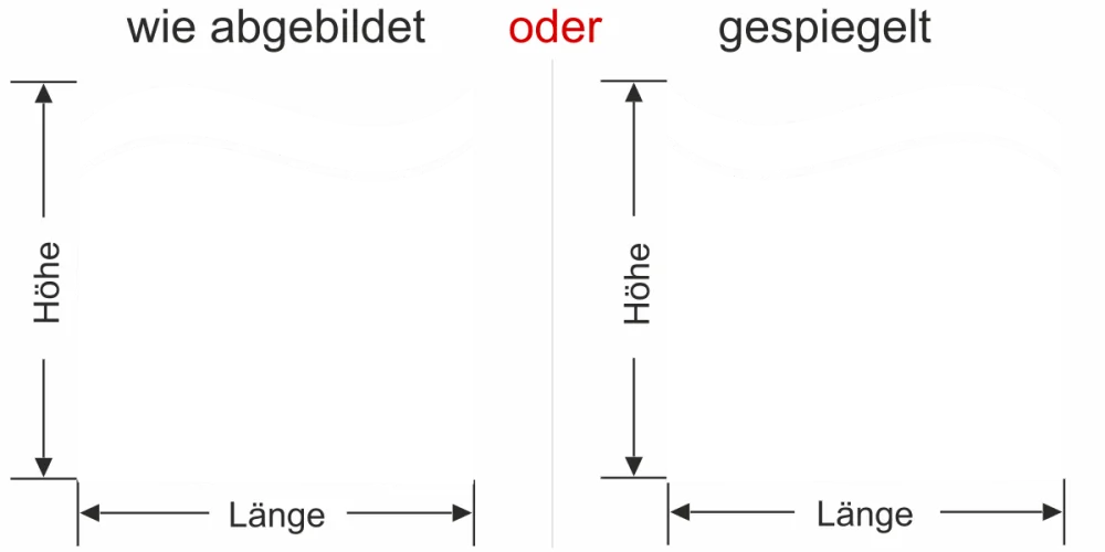 Milchglasfolie Gewerbe Welle - Ansicht Farbauswahl, Ausrichtung und Anleitung zur Größenberechnung